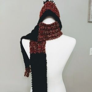 Hand knitted hat and scarf set